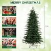 imageGoplus 9 FT PreLit Pencil Christmas Tree Artificial Snow Flocked Hinged Fake Slim Xmas Tree with 470 WarmWhite LED Lights 1310 Branch Tips 98 Pine Cones for Office Home DecorationGreen