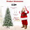 imageGoplus 9 FT PreLit Pencil Christmas Tree Artificial Snow Flocked Hinged Fake Slim Xmas Tree with 470 WarmWhite LED Lights 1310 Branch Tips 98 Pine Cones for Office Home DecorationGreenfull Tree
