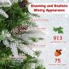imageGoplus 9 FT PreLit Pencil Christmas Tree Artificial Snow Flocked Hinged Fake Slim Xmas Tree with 470 WarmWhite LED Lights 1310 Branch Tips 98 Pine Cones for Office Home DecorationGreenpencil Tree