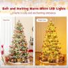 imageGoplus 9 FT PreLit Pencil Christmas Tree Artificial Snow Flocked Hinged Fake Slim Xmas Tree with 470 WarmWhite LED Lights 1310 Branch Tips 98 Pine Cones for Office Home DecorationGreenfull Tree