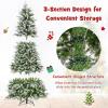 imageGoplus 9 FT PreLit Pencil Christmas Tree Artificial Snow Flocked Hinged Fake Slim Xmas Tree with 470 WarmWhite LED Lights 1310 Branch Tips 98 Pine Cones for Office Home DecorationGreenfull Tree