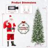 imageGoplus 9 FT PreLit Pencil Christmas Tree Artificial Snow Flocked Hinged Fake Slim Xmas Tree with 470 WarmWhite LED Lights 1310 Branch Tips 98 Pine Cones for Office Home DecorationGreenpencil Tree