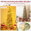 imageGoplus 9 FT PreLit Pencil Christmas Tree Artificial Snow Flocked Hinged Fake Slim Xmas Tree with 470 WarmWhite LED Lights 1310 Branch Tips 98 Pine Cones for Office Home DecorationGreenpencil Tree