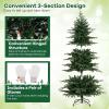 imageGoplus 9 FT PreLit Pencil Christmas Tree Artificial Snow Flocked Hinged Fake Slim Xmas Tree with 470 WarmWhite LED Lights 1310 Branch Tips 98 Pine Cones for Office Home DecorationGreen