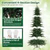 imageGoplus 9 FT PreLit Pencil Christmas Tree Artificial Snow Flocked Hinged Fake Slim Xmas Tree with 470 WarmWhite LED Lights 1310 Branch Tips 98 Pine Cones for Office Home DecorationGreen