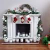 imageGoplus 9ft Snow Flocked Christmas Garland with 50 LED Lights PreLit Battery Operated Artificial Garland with White Berries ampamp Poinsettias Flowers Timer Snowy Holiday Decoration for Mantel IndoorSilver Leaf