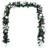 imageGoplus 9ft Snow Flocked Christmas Garland with 50 LED Lights PreLit Battery Operated Artificial Garland with White Berries ampamp Poinsettias Flowers Timer Snowy Holiday Decoration for Mantel IndoorSilver Leaf