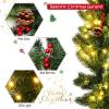imageGoplus 9ft Snow Flocked Christmas Garland with 50 LED Lights PreLit Battery Operated Artificial Garland with White Berries ampamp Poinsettias Flowers Timer Snowy Holiday Decoration for Mantel IndoorGreen