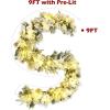 imageGoplus 9ft Snow Flocked Christmas Garland with 50 LED Lights PreLit Battery Operated Artificial Garland with White Berries ampamp Poinsettias Flowers Timer Snowy Holiday Decoration for Mantel IndoorSnow Flocked Prelit