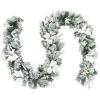 imageGoplus 9ft Snow Flocked Christmas Garland with 50 LED Lights PreLit Battery Operated Artificial Garland with White Berries ampamp Poinsettias Flowers Timer Snowy Holiday Decoration for Mantel IndoorSnow Flocked Prelit