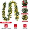 imageGoplus 9ft Snow Flocked Christmas Garland with 50 LED Lights PreLit Battery Operated Artificial Garland with White Berries ampamp Poinsettias Flowers Timer Snowy Holiday Decoration for Mantel IndoorSnow Flocked