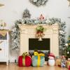 imageGoplus 9ft Snow Flocked Christmas Garland with 50 LED Lights PreLit Battery Operated Artificial Garland with White Berries ampamp Poinsettias Flowers Timer Snowy Holiday Decoration for Mantel IndoorSnow Flocked Prelit