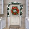 imageGoplus 9ft Snow Flocked Christmas Garland with 50 LED Lights PreLit Battery Operated Artificial Garland with White Berries ampamp Poinsettias Flowers Timer Snowy Holiday Decoration for Mantel IndoorSilver Leaf