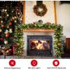 imageGoplus 9ft Snow Flocked Christmas Garland with 50 LED Lights PreLit Battery Operated Artificial Garland with White Berries ampamp Poinsettias Flowers Timer Snowy Holiday Decoration for Mantel IndoorGreen