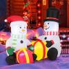 imageGoplus 5FT Christmas Inflatables LED Lighted Xmas Double Inflatable Snowmen Holding Gift Boxes Outdoor Indoor Cute Blow Up Christmas Decoration with Water Bags Ground Stakes for Party Yard Lawn