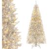 imageGoplus 6ft Black Pencil Christmas Tree Artificial Slim Halloween Tree w 520 Branch Tips ampamp Metal Stand Xmas Tree for Indoor Holiday DecorationsSilverprelit