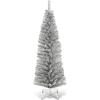 imageGoplus 6ft Black Pencil Christmas Tree Artificial Slim Halloween Tree w 520 Branch Tips ampamp Metal Stand Xmas Tree for Indoor Holiday DecorationsSilver
