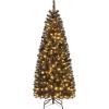 imageGoplus 6ft Black Pencil Christmas Tree Prelit Artificial Halloween Tree w 280 Warm White Lights 618 PVC Branch Tips and Metal Base Hinged Slim Xmas Pine Tree for Holiday Carnival Party Decoration6 FT