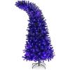 imageGoplus 7ft Prelit Black Christmas Tree Hinged Artificial Halloween Tree with 1050 Tips 400 Purple ampamp Orange Lights 8 Lighting Modes Metal Stand Xmas Decoration for Holiday Festival Parties