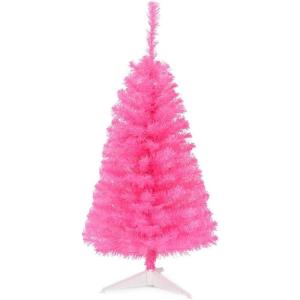 imageGoplus 6ft Black Pencil Christmas Tree Artificial Slim Halloween Tree w 520 Branch Tips ampamp Metal Stand Xmas Tree for Indoor Holiday DecorationsPink