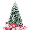 imageGoplus 3MinuteSetup PreLit Snow Flocked Christmas Tree 6ft Artificial Hinged Xmas Tree with 300 WarmWhite LED Lights 644 Branch Tips Upgraded Metal Stand for Office Home Holiday DecorSnowy