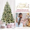 imageGoplus 3MinuteSetup PreLit Snow Flocked Christmas Tree 6ft Artificial Hinged Xmas Tree with 300 WarmWhite LED Lights 644 Branch Tips Upgraded Metal Stand for Office Home Holiday DecorSnowy