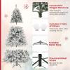 imageGoplus 3MinuteSetup PreLit Snow Flocked Christmas Tree 6ft Artificial Hinged Xmas Tree with 300 WarmWhite LED Lights 644 Branch Tips Upgraded Metal Stand for Office Home Holiday DecorSnowyupgraded