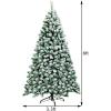 imageGoplus 3MinuteSetup PreLit Snow Flocked Christmas Tree 6ft Artificial Hinged Xmas Tree with 300 WarmWhite LED Lights 644 Branch Tips Upgraded Metal Stand for Office Home Holiday DecorSnowy