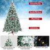 imageGoplus 3MinuteSetup PreLit Snow Flocked Christmas Tree 6ft Artificial Hinged Xmas Tree with 300 WarmWhite LED Lights 644 Branch Tips Upgraded Metal Stand for Office Home Holiday DecorSnowy