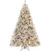 imageGoplus 3MinuteSetup PreLit Snow Flocked Christmas Tree 6ft Artificial Hinged Xmas Tree with 300 WarmWhite LED Lights 644 Branch Tips Upgraded Metal Stand for Office Home Holiday DecorSnowyupgraded