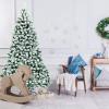 imageGoplus 3MinuteSetup PreLit Snow Flocked Christmas Tree 6ft Artificial Hinged Xmas Tree with 300 WarmWhite LED Lights 644 Branch Tips Upgraded Metal Stand for Office Home Holiday DecorSnowy