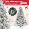 imageGoplus 3MinuteSetup PreLit Snow Flocked Christmas Tree 6ft Artificial Hinged Xmas Tree with 300 WarmWhite LED Lights 644 Branch Tips Upgraded Metal Stand for Office Home Holiday DecorSnowyupgraded