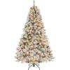 imageGoplus 3MinuteSetup PreLit Snow Flocked Christmas Tree 6ft Artificial Hinged Xmas Tree with 300 WarmWhite LED Lights 644 Branch Tips Upgraded Metal Stand for Office Home Holiday DecorSnowyupgraded