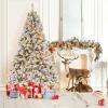 imageGoplus 3MinuteSetup PreLit Snow Flocked Christmas Tree 6ft Artificial Hinged Xmas Tree with 300 WarmWhite LED Lights 644 Branch Tips Upgraded Metal Stand for Office Home Holiday DecorSnowyupgraded