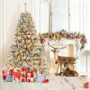 imageGoplus 3MinuteSetup PreLit Snow Flocked Christmas Tree 6ft Artificial Hinged Xmas Tree with 300 WarmWhite LED Lights 644 Branch Tips Upgraded Metal Stand for Office Home Holiday DecorSnowyupgraded