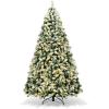 imageGoplus 3MinuteSetup PreLit Snow Flocked Christmas Tree 6ft Artificial Hinged Xmas Tree with 300 WarmWhite LED Lights 644 Branch Tips Upgraded Metal Stand for Office Home Holiday DecorSnowy