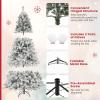 imageGoplus 3MinuteSetup PreLit Snow Flocked Christmas Tree 6ft Artificial Hinged Xmas Tree with 300 WarmWhite LED Lights 644 Branch Tips Upgraded Metal Stand for Office Home Holiday DecorSnowyupgraded