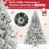 imageGoplus 3MinuteSetup PreLit Snow Flocked Christmas Tree 6ft Artificial Hinged Xmas Tree with 300 WarmWhite LED Lights 644 Branch Tips Upgraded Metal Stand for Office Home Holiday DecorSnowyupgraded