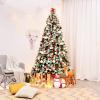 imageGoplus 3MinuteSetup PreLit Snow Flocked Christmas Tree 6ft Artificial Hinged Xmas Tree with 300 WarmWhite LED Lights 644 Branch Tips Upgraded Metal Stand for Office Home Holiday DecorSnowy