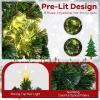 imageGoplus 4ft PreLit Fiber Optic Christmas Tree Artificial Lighted Xmas Tree with 18 WarmWhite ShapeAdjustable Star String Lights Top Star 130 Branch Tips Metal Stand Office Home DecorationMulticolored