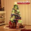 imageGoplus 4ft PreLit Fiber Optic Christmas Tree Artificial Lighted Xmas Tree with 18 WarmWhite ShapeAdjustable Star String Lights Top Star 130 Branch Tips Metal Stand Office Home DecorationMulticolored