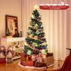 imageGoplus 4ft PreLit Fiber Optic Christmas Tree Artificial Lighted Xmas Tree with 18 WarmWhite ShapeAdjustable Star String Lights Top Star 130 Branch Tips Metal Stand Office Home DecorationMulticolored