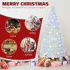 imageGoplus 4ft PreLit Fiber Optic Christmas Tree Artificial Lighted Xmas Tree with 18 WarmWhite ShapeAdjustable Star String Lights Top Star 130 Branch Tips Metal Stand Office Home DecorationWhite