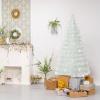 imageGoplus 4ft PreLit Fiber Optic Christmas Tree Artificial Lighted Xmas Tree with 18 WarmWhite ShapeAdjustable Star String Lights Top Star 130 Branch Tips Metal Stand Office Home DecorationWhite