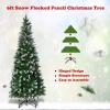 imageGoplus 6ft PreLit Pencil Christmas Tree Artificial Hinged Xmas Tree with 580 Flocked Frosted Tips 280 WarmWhite LED Lights Metal Stand Fake Slim Christmas Trees for Office Home Decoration75ft  Unlit