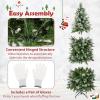 imageGoplus 6ft PreLit Pencil Christmas Tree Artificial Hinged Xmas Tree with 580 Flocked Frosted Tips 280 WarmWhite LED Lights Metal Stand Fake Slim Christmas Trees for Office Home Decoration6ft  Prelit