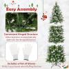 imageGoplus 6ft PreLit Pencil Christmas Tree Artificial Hinged Xmas Tree with 580 Flocked Frosted Tips 280 WarmWhite LED Lights Metal Stand Fake Slim Christmas Trees for Office Home Decoration75ft  Prelit