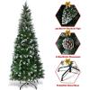 imageGoplus 6ft PreLit Pencil Christmas Tree Artificial Hinged Xmas Tree with 580 Flocked Frosted Tips 280 WarmWhite LED Lights Metal Stand Fake Slim Christmas Trees for Office Home Decoration5ft  Unlit