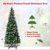 imageGoplus 6ft PreLit Pencil Christmas Tree Artificial Hinged Xmas Tree with 580 Flocked Frosted Tips 280 WarmWhite LED Lights Metal Stand Fake Slim Christmas Trees for Office Home Decoration5ft  Unlit