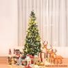 imageGoplus 6ft PreLit Pencil Christmas Tree Artificial Hinged Xmas Tree with 580 Flocked Frosted Tips 280 WarmWhite LED Lights Metal Stand Fake Slim Christmas Trees for Office Home Decoration6ft  Unlit